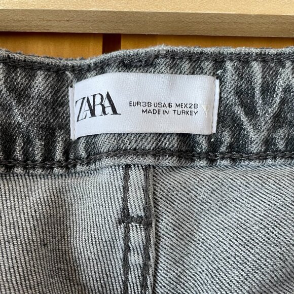 Zara Grey Distressed Straight Leg Denim Size 6 - Picture 2 of 4